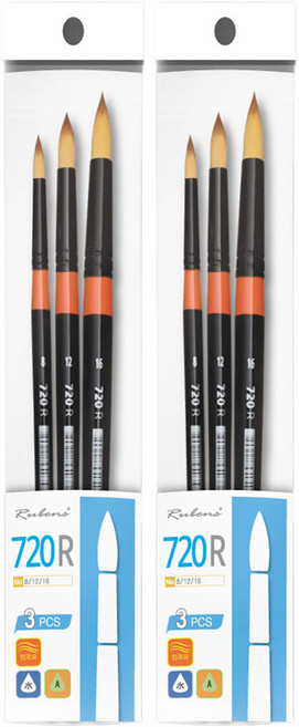 루벤스 720R 수채화붓 3종 세트, 8호, 12호, 16호, 2세트