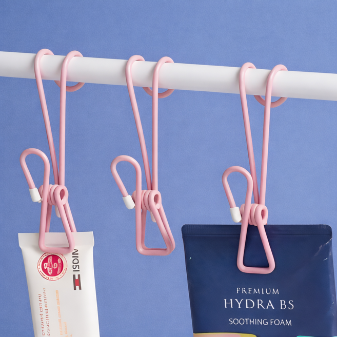 리빙홈디테일 컬러 후크 집게, 연핑크, 10개