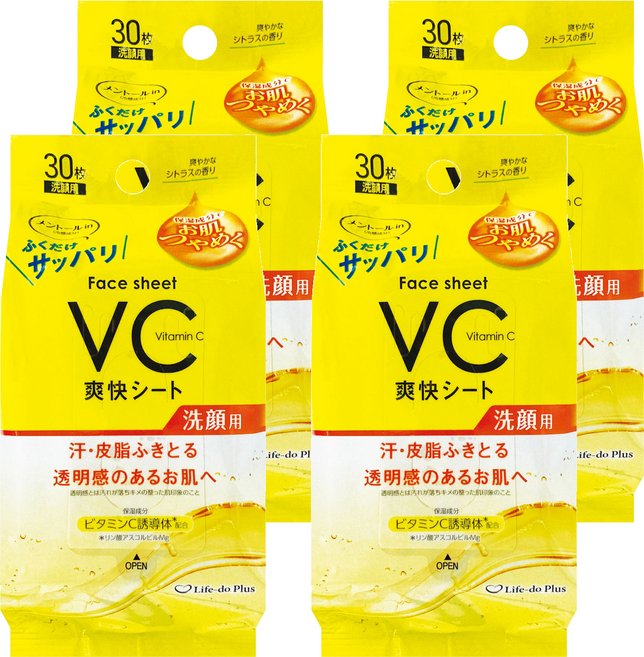 Life-do.Plus 潔面濕紙巾 薄荷柑橘香 攜帶型, 1入, 4包