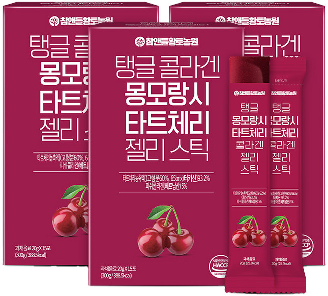참앤들황토농원 탱글 콜라겐 몽모랑시 타트체리 젤리스틱 15p, 300g, 3개
