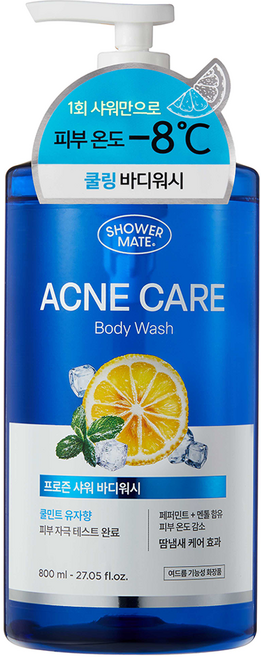 샤워메이트 프로즌 아크네 케어 바디워시 쿨민트 유자향, 1개, 800ml