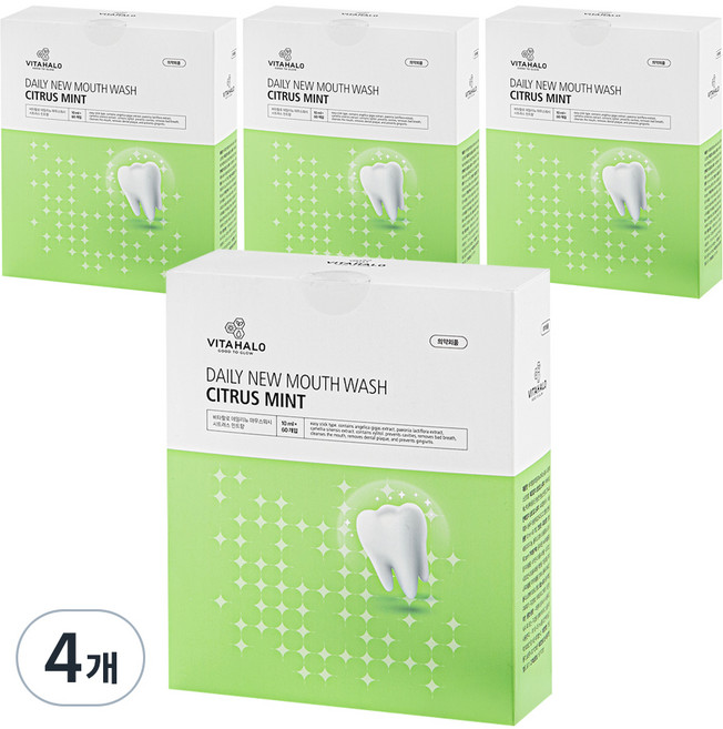 비타할로 데일리뉴 마우스워시 스틱형 시트러스 민트, 600ml, 4개