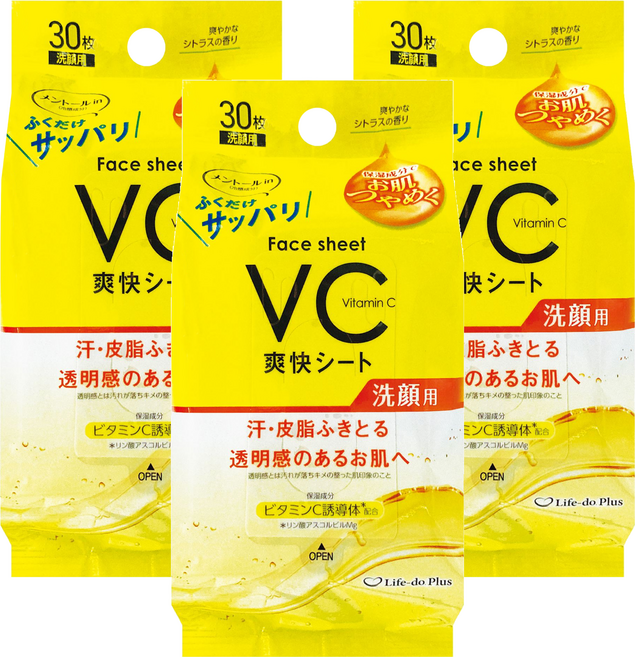 Life-do.Plus 潔面濕紙巾 薄荷柑橘香 攜帶型, 1入, 3包