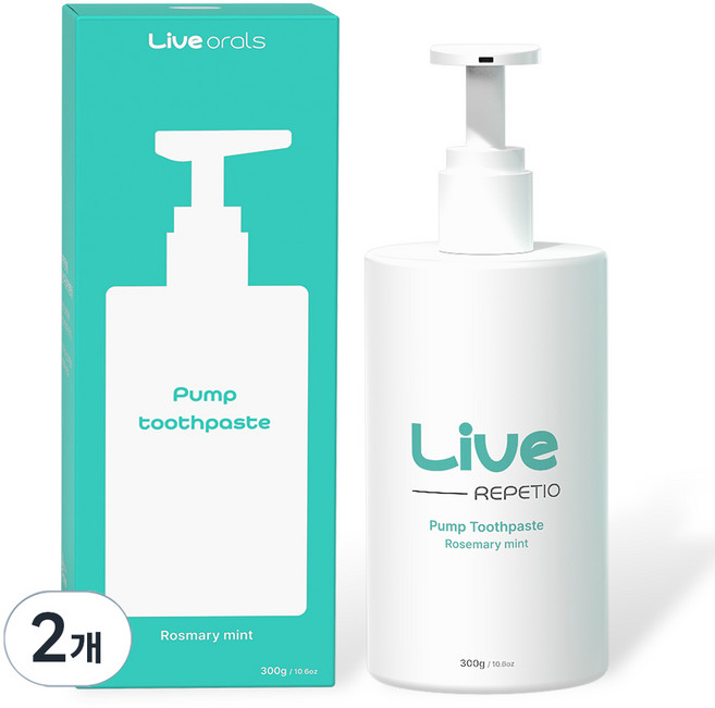 라이브오랄스 레페티오 펌핑치약, 300g, 2개