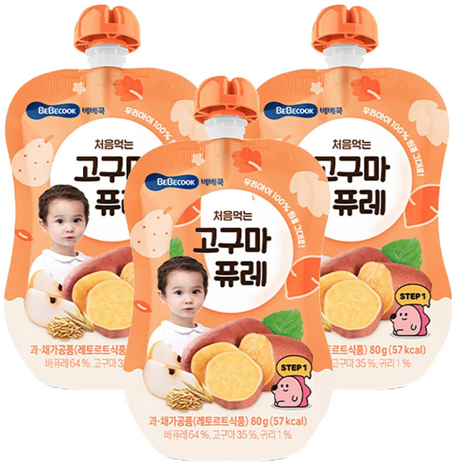 베베쿡 처음먹는 퓨레, 고구마, 80g, 3개