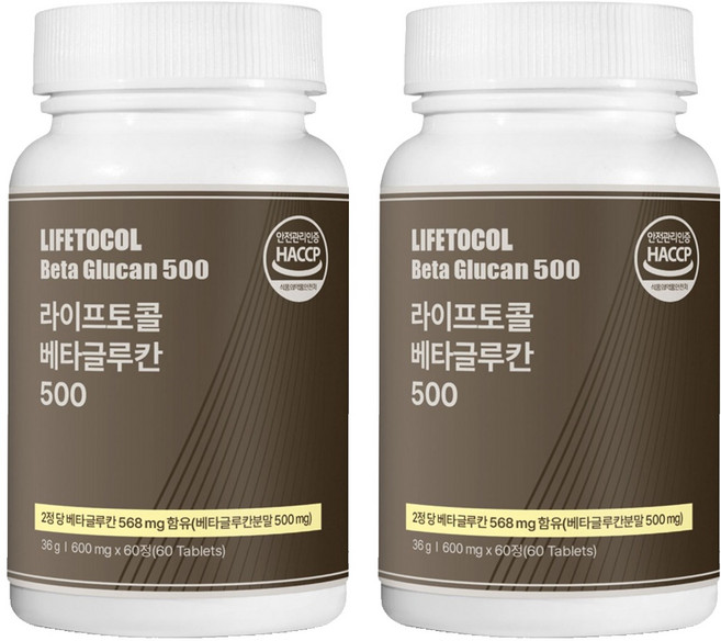 라이프토콜 베타글루칸 500, 60정, 2개