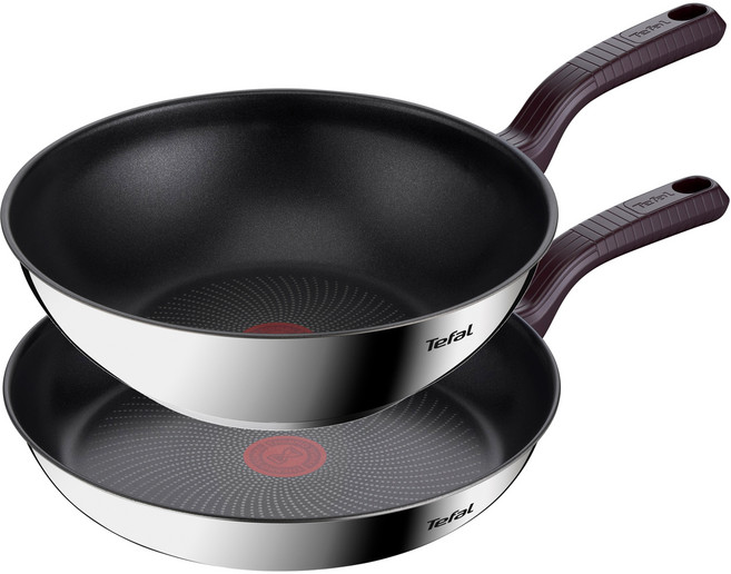 테팔 인덕션 티타늄 1X 스테인리스 스틸 트렌디쿡 프라이팬 2종세트, 28cm 프라이팬 + 28cm 볶음팬, 1세트