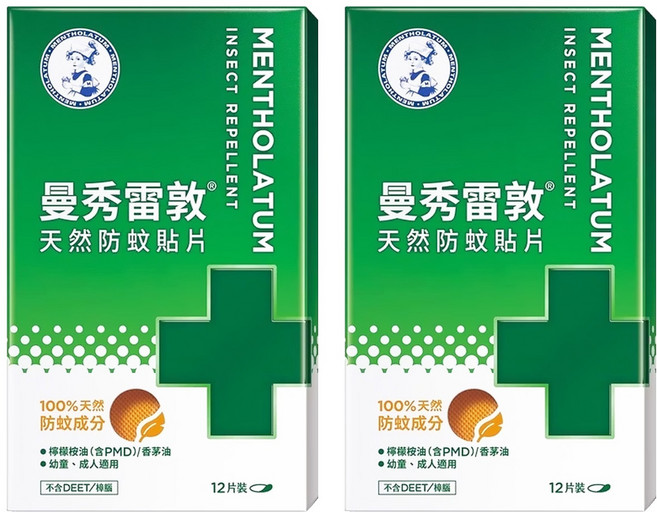 MENTHOLATUM 曼秀雷敦 天然防蚊貼片, 12片, 2盒