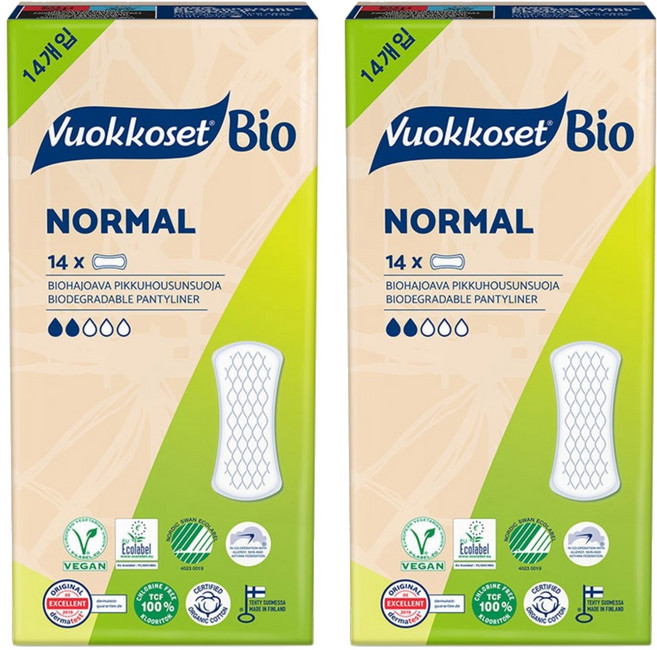 [비건라이프] 뷰코셋 바이오 팬티라이너, 일반, 14개입, 2개