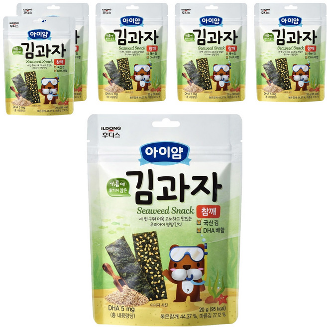 일동후디스 아이얌 김과자, 참깨, 20g, 6개