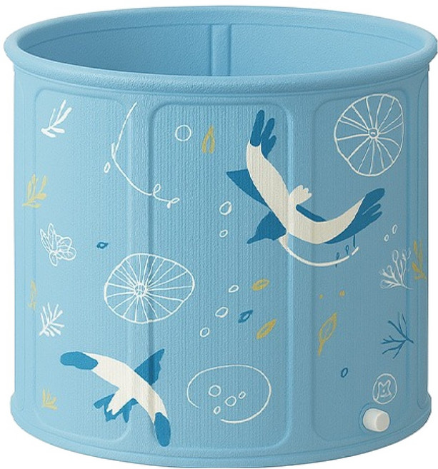 折疊收納免安裝泡澡桶, 海鷗 藍色, 1個