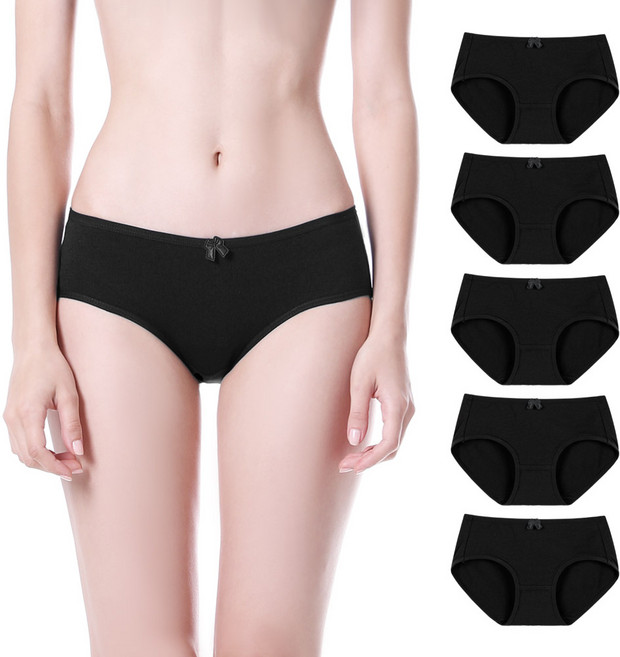 Dailyz 基本款透氣純棉內褲 5件組, 黑色