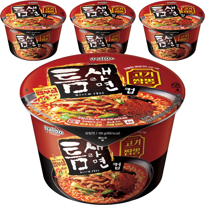 틈새라면 팔도 고기짬뽕 컵라면 105g, 4개