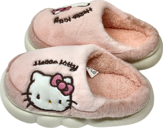 Sanrio 三麗鷗 卡通造型柔軟舒適 毛絨防滑厚底保暖包頭 室內親子拖鞋