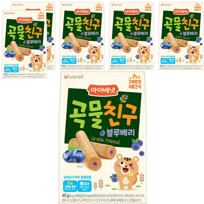 아이배냇 곡물친구, 블루베리, 40g, 6개