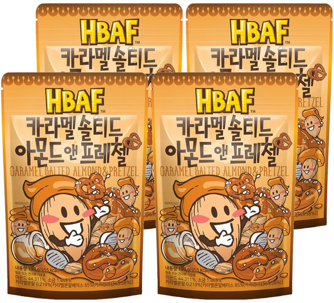 HBAF 焦糖鹹味杏仁與蝴蝶餅, 190g, 4個