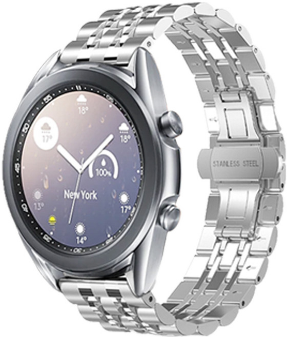 OVERGEAR Galaxy Watch4 5 40mm 42mm 44mm 45mm 46mm 金屬錶帶, 銀色(M-2), 1個