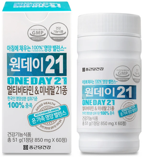종근당건강 원데이21 멀티비타민 & 미네랄21종, 60정, 1개 - 쿠팡