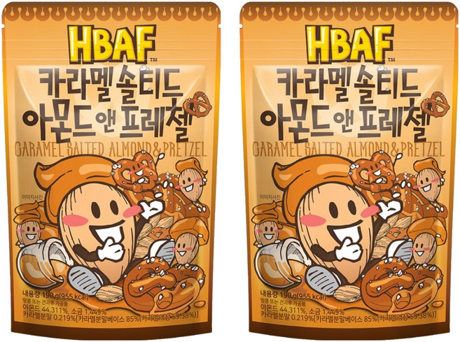 바프 카라멜 솔티드 아몬드 앤 프레첼, 190g, 2개