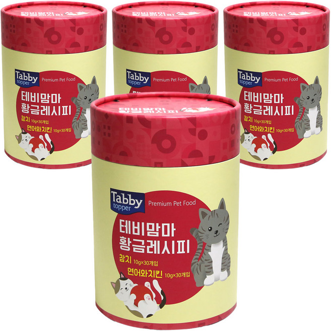테비토퍼 맘마 황금레시피 고양이 간식 2종 x 30p 세트, 참치맛, 연어 + 치킨 혼합맛, 600g, 4세트