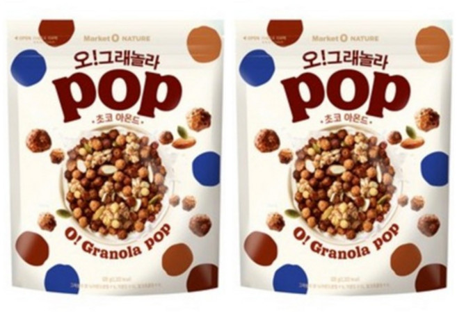 마켓오네이처 오 그래놀라 팝 초코아몬드 시리얼, 370g, 2개