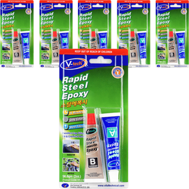 Vtech 금속 접착제 스틸 에폭시, 6개