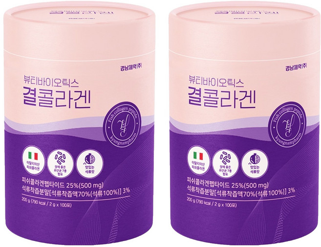 경남제약 뷰티바이오틱스 결콜라겐 100포, 200g, 2개