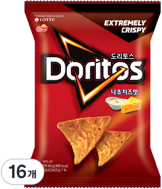 도리토스 나쵸치즈맛 소, 84g, 16개