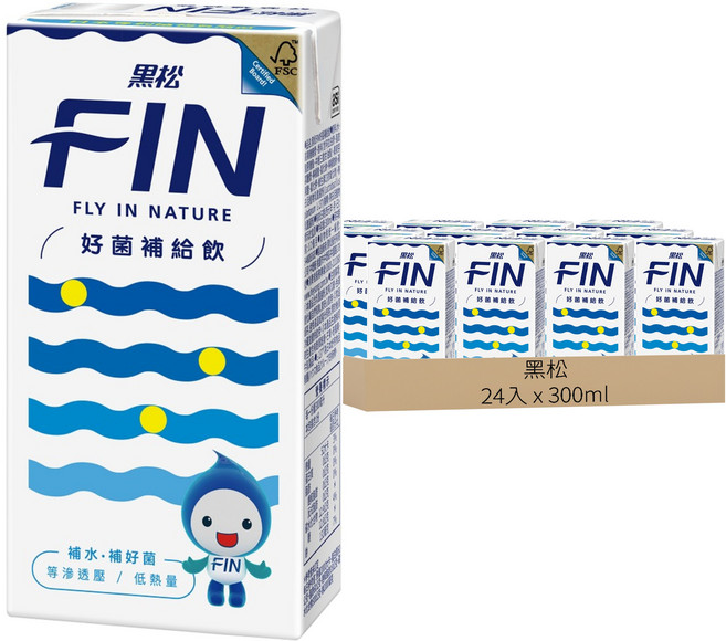 黑松 FIN 好菌補給飲料, 300ml, 24入