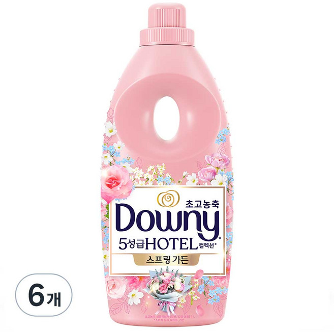 다우니 초고농축 5성급 호텔 컬렉션 섬유유연제 스프링 가든 본품, 1L, 1개입, 6개