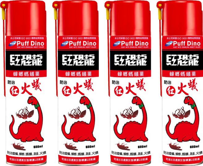 PUFF DINO 恐龍 蟑螂螞蟻藥, 600ml, 4瓶