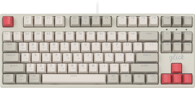 지클릭커 레트로 레드 슈퍼히어로 저소음 풀 윤활 기계식 게이밍 키보드, RB2, SPK87, 저소음 적축