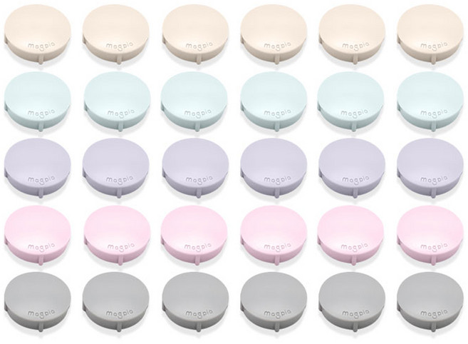 마그피아 파스텔 원형 메모자석홀더 중 30p 세트, 회색, 노랑, 민트, 핑크, 보라, 1세트