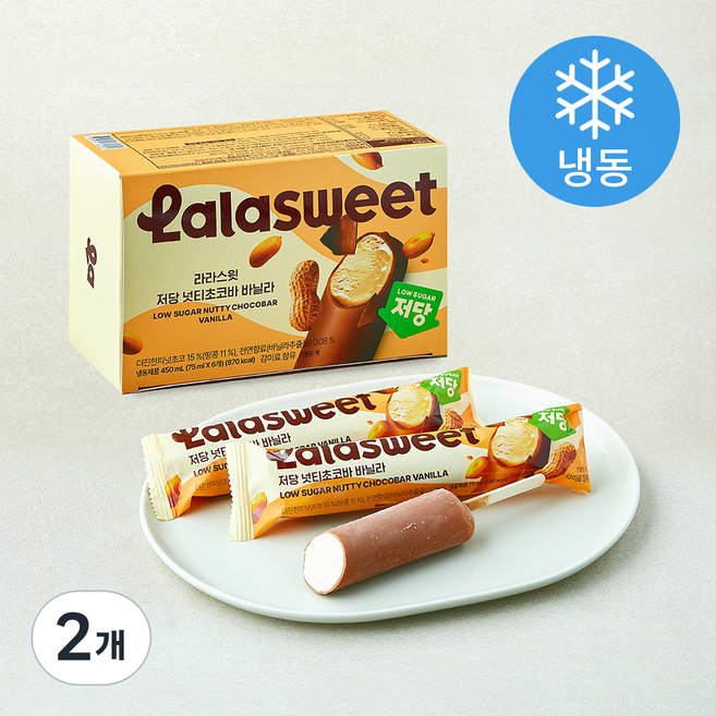 라라스윗 저당 넛티초코바 바닐라 (냉동), 2개, 6개입, 75ml