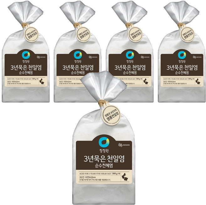 청정원 3년묵은 천일염, 800g, 5개
