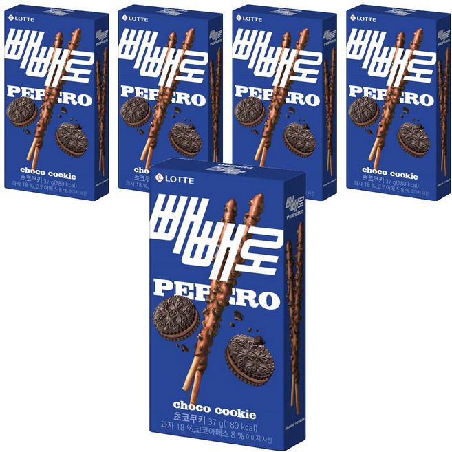 롯데제과 초코 쿠키 빼빼로, 37g, 5개
