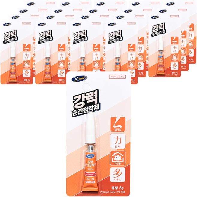 Vtech 강력 순간 접착제 젤타입 3g, 20개 - 쿠팡