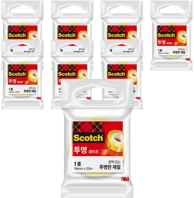 스카치 투명 테이프 550 리필 18mm x 20m, 8개