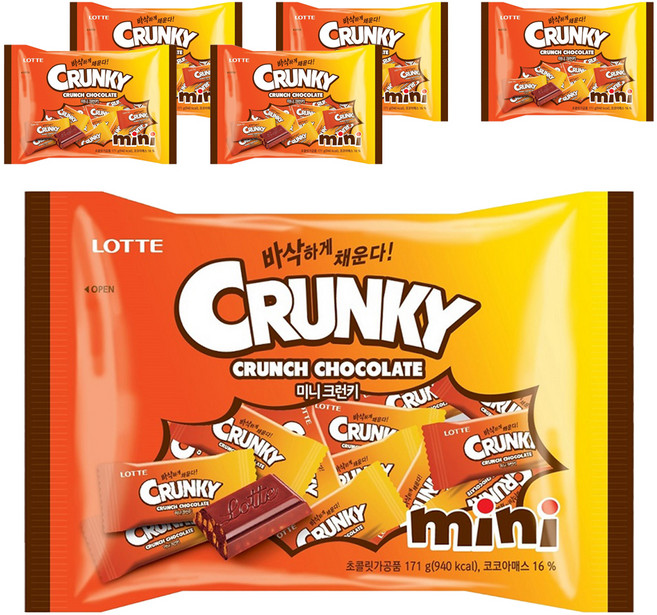 롯데웰푸드 미니 크런키, 171g, 6개
