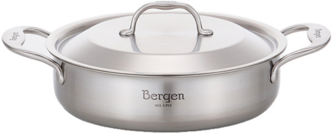 HANIL STAINLESS STEEL 電磁爐適用Bergen系列5層雙耳湯鍋+鍋蓋, 18cm, 單色, 1組