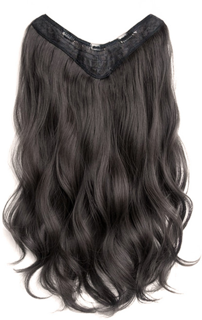 一片式隱形無痕大波浪假髮 60cm, 棕黑, 1個