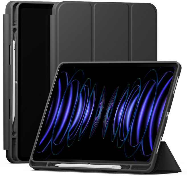 신지모루 스마트커버 펜슬 수납 태블릿 케이스, 블랙, 1개