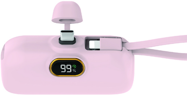 뉴클 PD 고속 22.5W 도킹형 보조배터리 메인 C타입 + 서브 8핀 스트랩 5000mAh, NCPB-5KPD-13-LGC(메인 C타입+서브 8핀 스트랩), 핑크