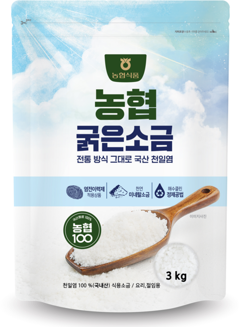 농협100 천일염 굵은소금, 3kg, 1개