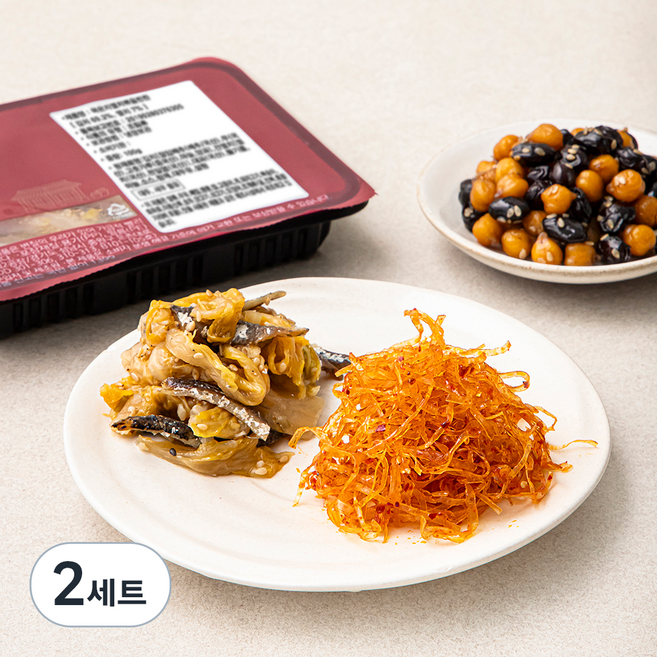 식도감 고소함 한가득 반찬 묵은지멸치볶음 100g + 오징어실채볶음 30g + 병아리콩조림 150g 세트, 2세트