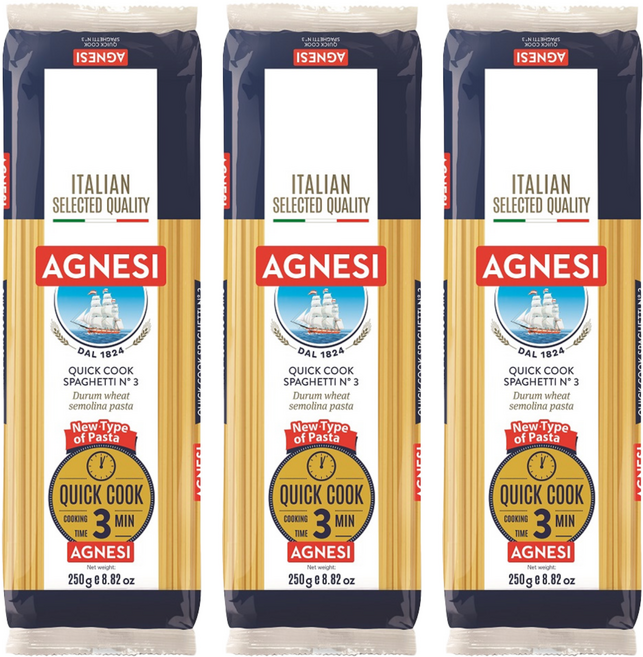AGNESI 3分鐘快煮義大利直麵, 250g, 3包