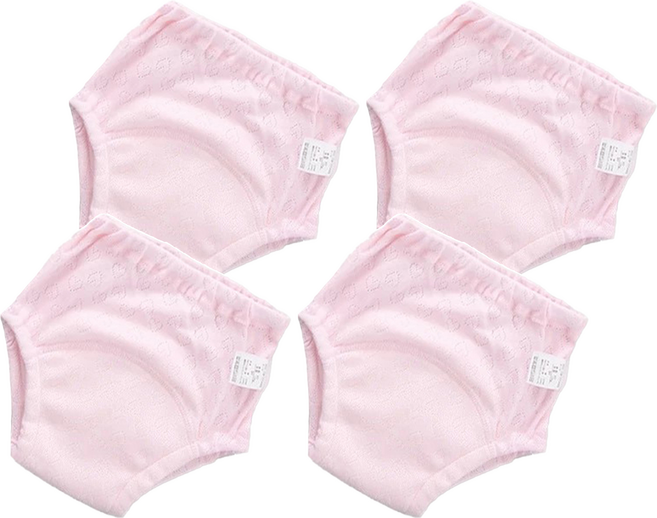 Bebehome 6層紗紗布學習褲/透氣親膚尿布褲, 粉色, 4件