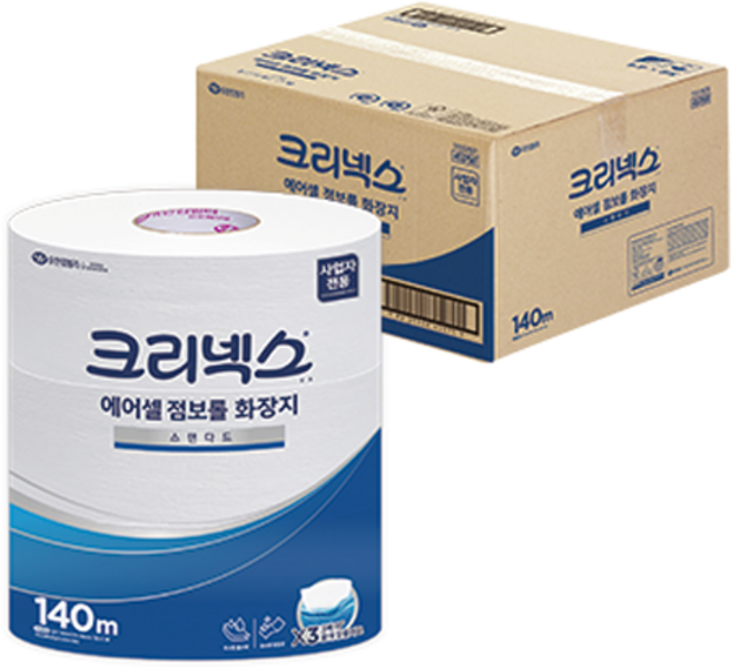 크리넥스 에어셀 1겹 점보롤 화장지 스탠다드, 140m, 3개입, 4개