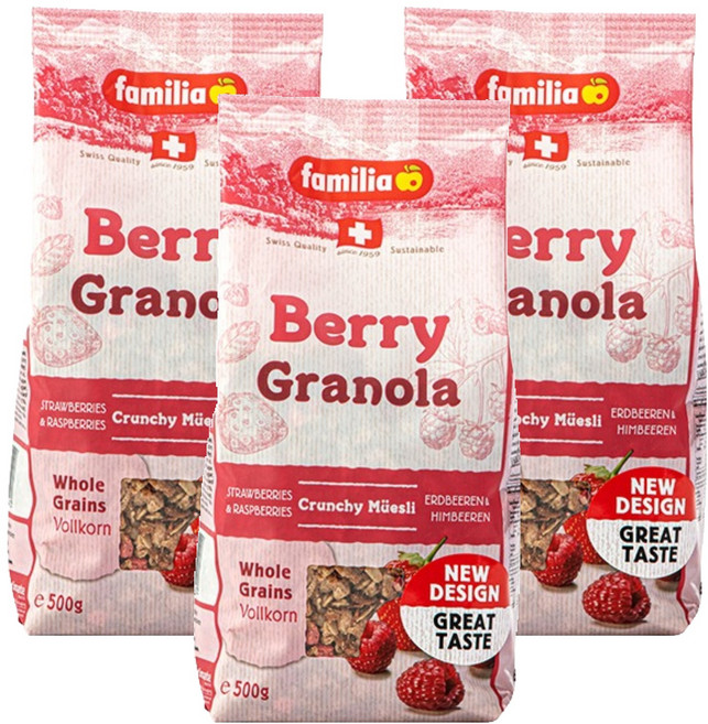 패밀리아 무슬리 베리 크런치, 500g, 3개