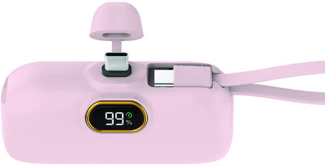 뉴클 PD 고속 22.5W 도킹형 보조배터리 메인 C타입 + 서브 C타입 스트랩 5000mAh, NCPB-5KPD-13-LGC, 핑크